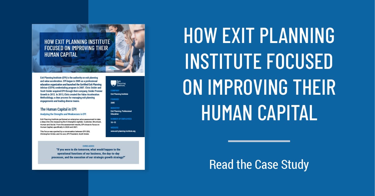 how exit planning institute focused on improving their human capital
