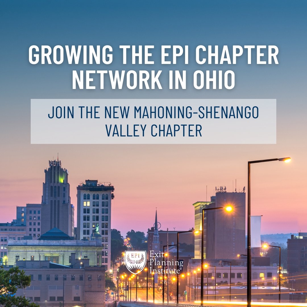 Growing the EPI Chapter Network in Ohio: Join the New Mahoning-Shenango Valley Chapter text over city scene at sunset 